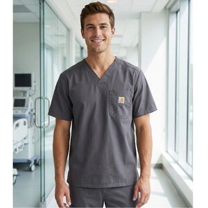 Carhartt brown V-Neck scrubs size L